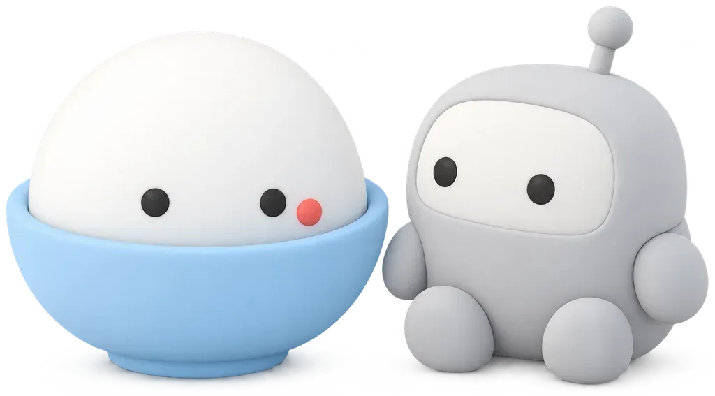 Milk sitting beside the small robot.